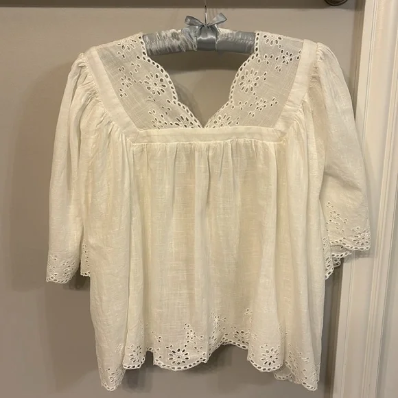 Free People White Eyelet Blouse - Picture 7 of 12